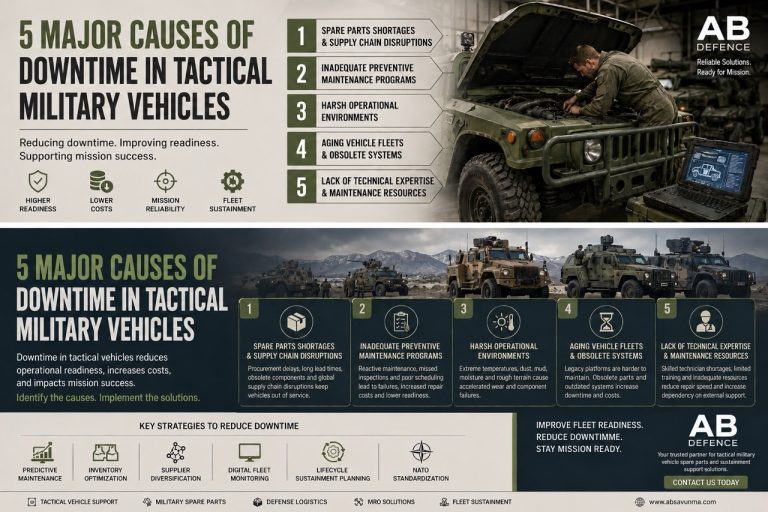 5 major causes of downtime in tactical military - AB DEFENCE - Military Defence Spare Parts