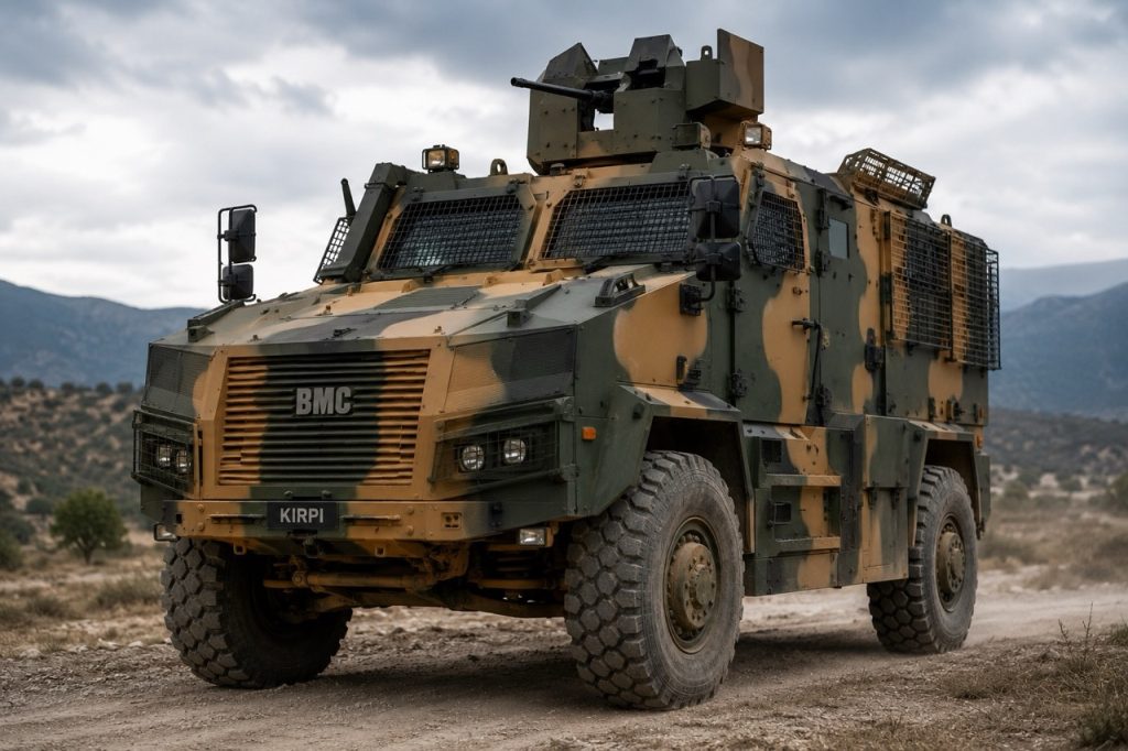 BMC Kirpi armored tactical vehicle operating in field conditions with focus on military fleet readiness, maintenance support, and defense sustainment operations